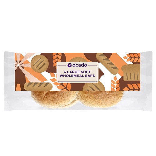Ocado Large Soft Wholemeal Baps