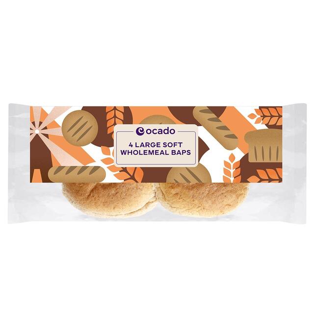 Ocado Large Soft Wholemeal Baps