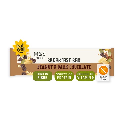 M&S 4 Peanut & Dark Chocolate Gluten  Free Breakfast Bars thumbnail 2