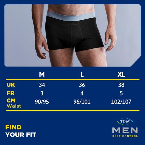Tena Men Washable Incontinence Boxer Black Size Large thumbnail 6