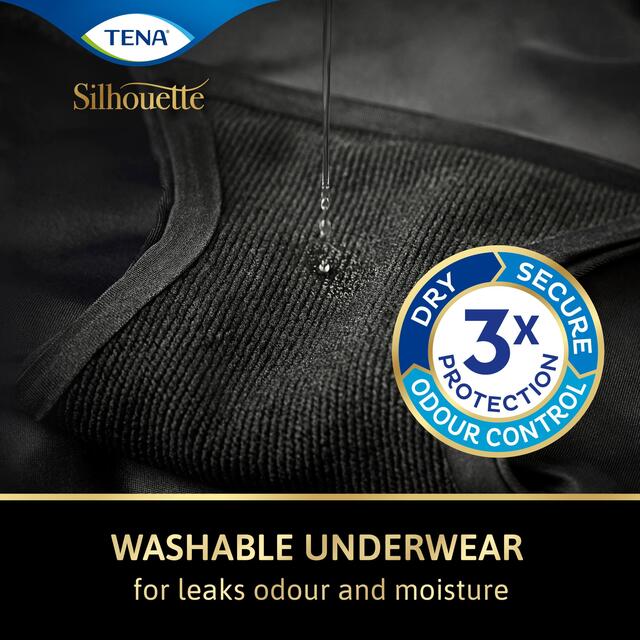 TENA Lady Silhouette Washable Incontinence Underwear Black Size M thumbnail 3
