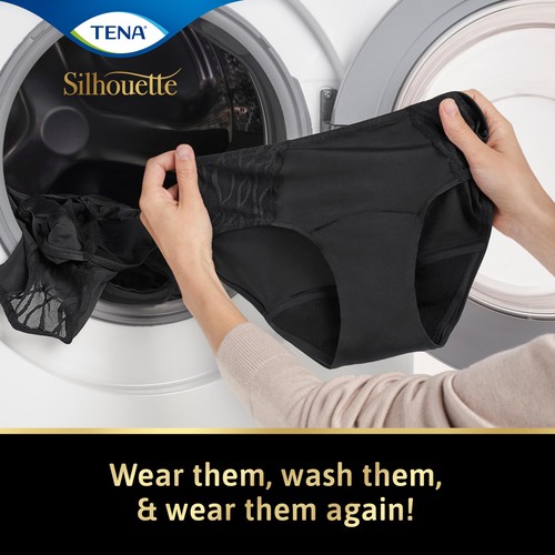 TENA Lady Silhouette Washable Incontinence Underwear Black Size S thumbnail 5