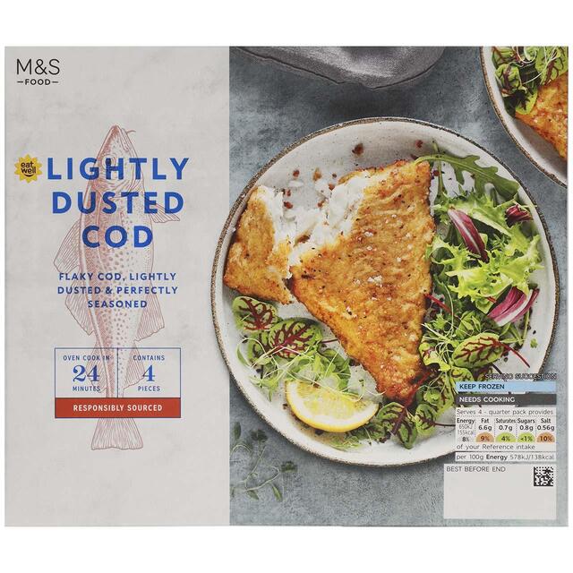 M&S 4 Lightly Dusted Cod Fillets Frozen