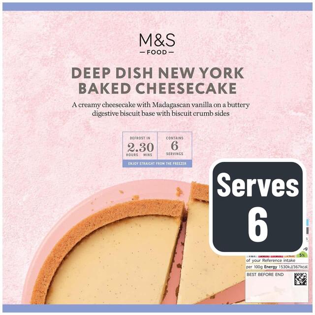 M&S Deep Dish New York Baked Cheesecake Frozen thumbnail 2