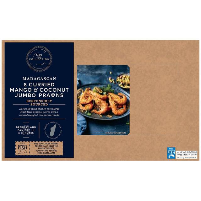 M&S Collection 8 Curried Mango & Coconut Jumbo Prawns Frozen