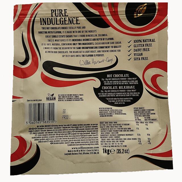 Willie's Cacao 52% Medellin Cacao Hot Chocolate Powder thumbnail 2