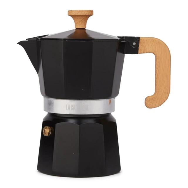 La Cafetiere Venice Aluminium Espresso Maker, Three Cup, Black, Gift Boxed