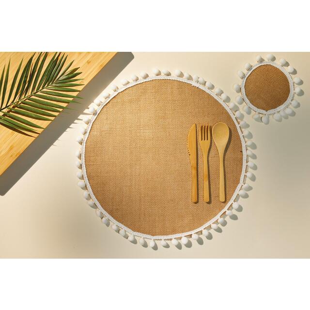 Natural Elements Set of 4 Hessian Placemats, Gift tied and tagged thumbnail 3