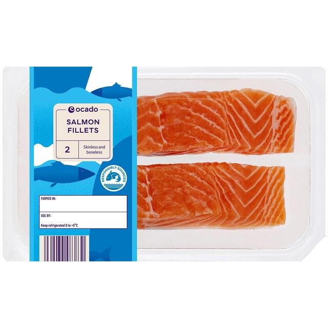 Ocado 2 Salmon Skinless Mid/Tail Fillets thumbnail 2