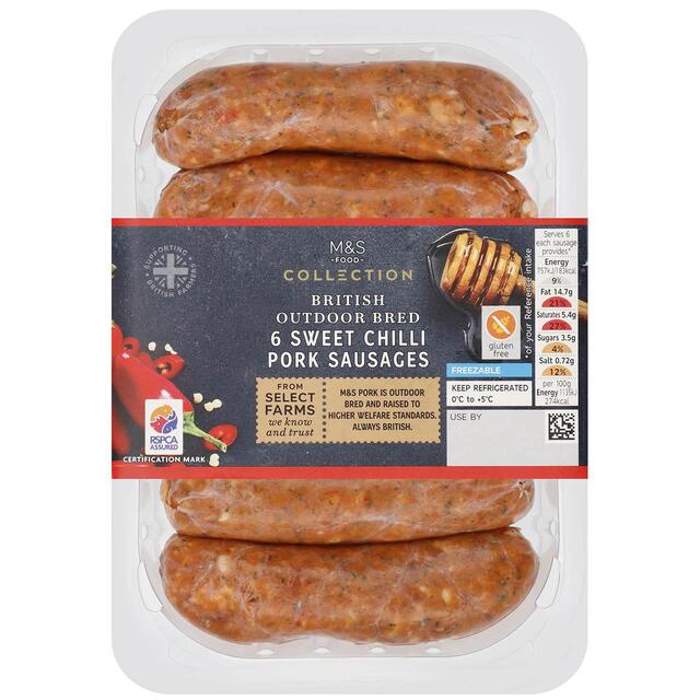 M&S Collection 6 Sweet Chilli Pork Sausages
