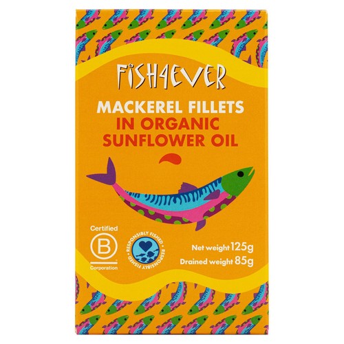 Fish 4 Ever Mackerel Fillets in Organic Sunflower Oil