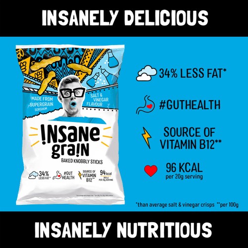 Insane Grain Salt & Vinegar - Baked Knobbly Sticks thumbnail 3
