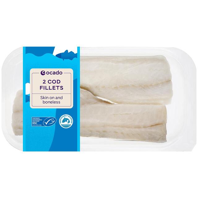Ocado 2 MSC Cod Fillets Skin On & Boneless