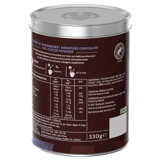 Starbucks Signature Chocolate 42% Cocoa Hot Chocolate Powder Tin thumbnail 3