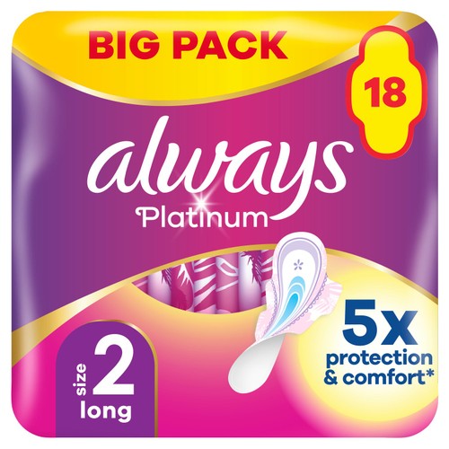 Always Platinum Long Sanitary Towels Wings Size 2 thumbnail 9