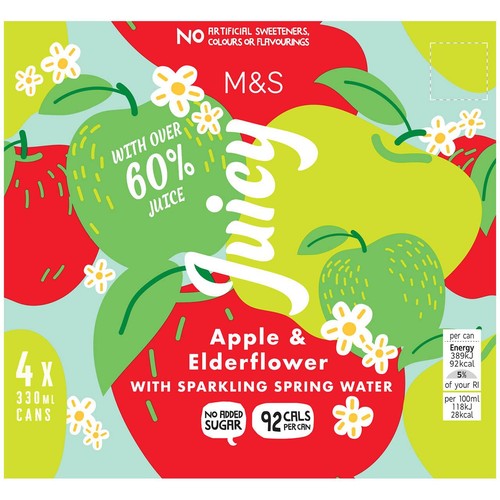 M&S Juicy Apple & Elderflower with Sparkling Spring Water Multipack
