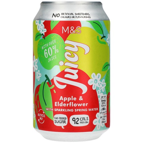 M&S Juicy Apple & Elderflower with Sparkling Spring Water Multipack thumbnail 2