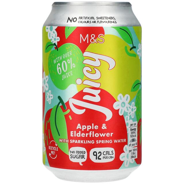 M&S Juicy Sparkling Apple & Elderflower Water thumbnail 2