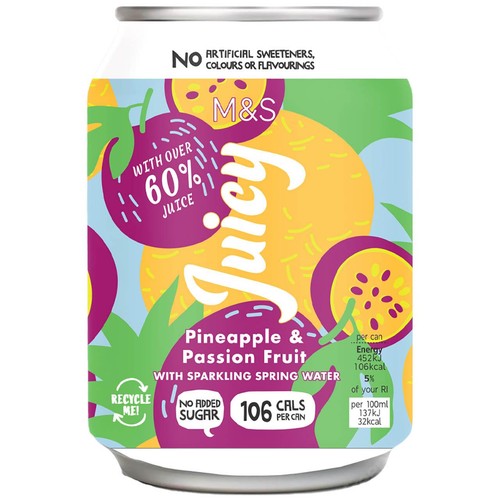 M&S Juicy Pineapple & Passion Fruit Sparkling Spring Water Multipack thumbnail 2