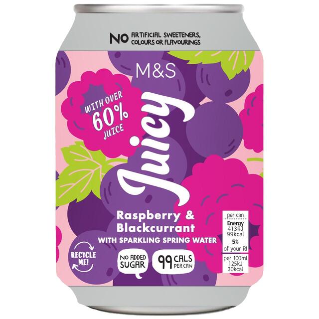 M&S Juicy Sparkling Raspberry & Blackcurrant Water thumbnail 2