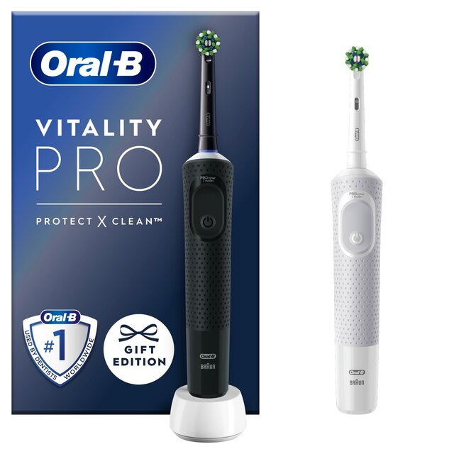 Oral-B Vitality PRO Black & white Electric Toothbrush Duo Pack thumbnail 2