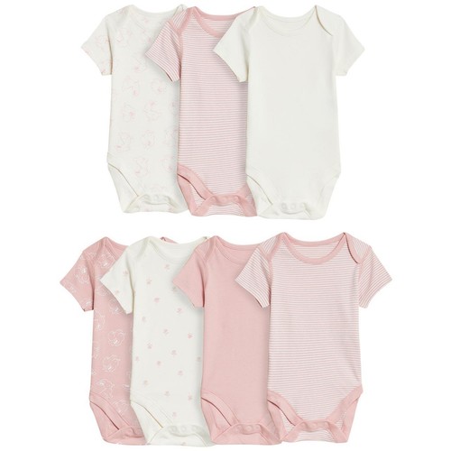 M&S 7P Bodysuits, NB, Pink Mix thumbnail 2