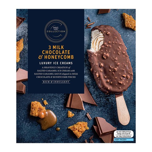 M&S Collection 3 Milk Chocolate & Honeycomb Ice Creams thumbnail 2