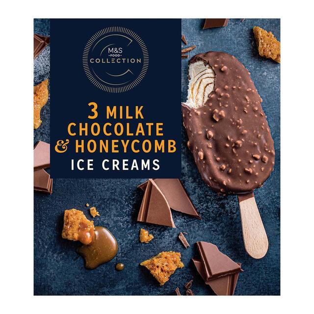 M&S Collection 3 Milk Chocolate & Honeycomb Ice Creams