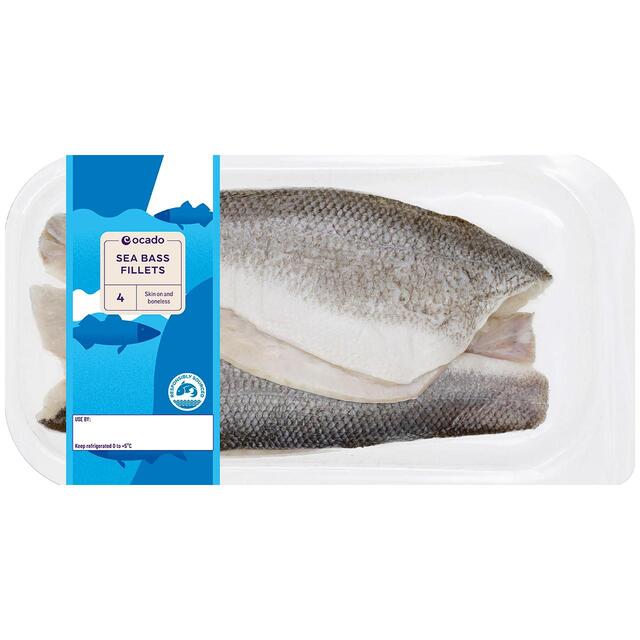 Ocado 4 Sea Bass Fillets Skin On & Boneless thumbnail 2