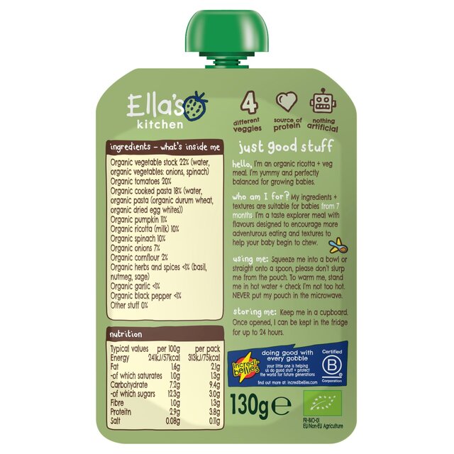 Ella's Kitchen Spinach and Ricotta Ravioli Baby Food Pouch 7+ Months thumbnail 2