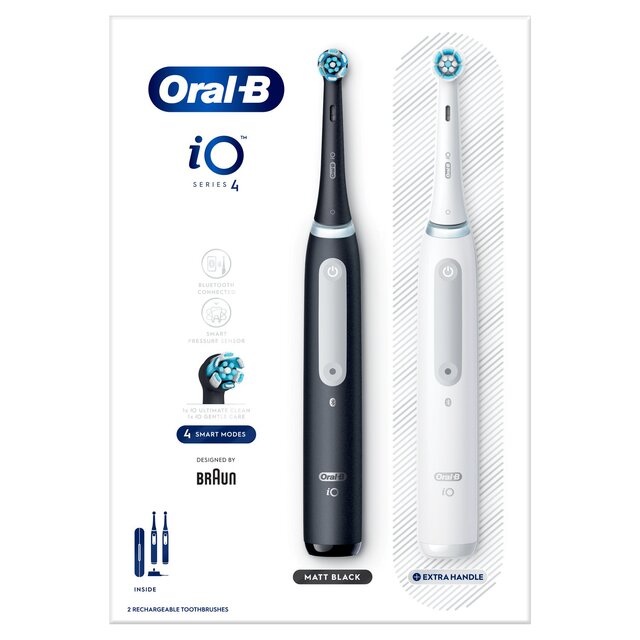 Oral-B iO4 Black & White Electric Toothbrush Duo Pack + Travel Case thumbnail 7