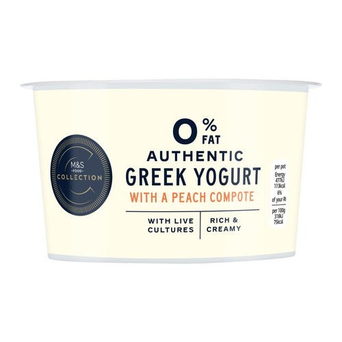 M&S Authentic Greek 0% Yogurt with Peach thumbnail 2