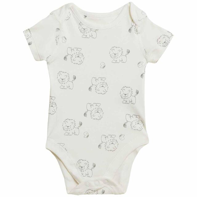 M&S 7pk Lion Bodysuits, Newborn-3 Y, Grey Mix thumbnail 2