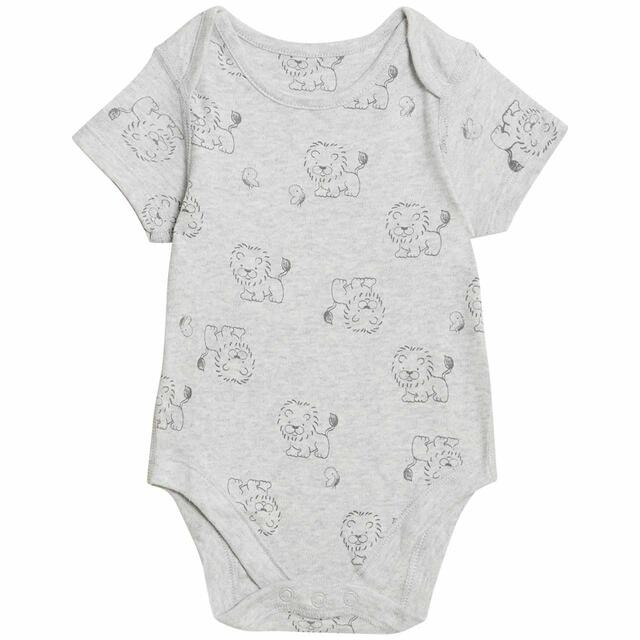 M&S 7pk Lion Bodysuits, Newborn-3 Y, Grey Mix thumbnail 6