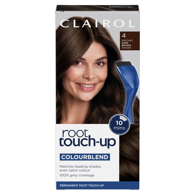 Clairol Root Touch-Up Permanent Hair Dye 4 Dark Brown, Full Coverage