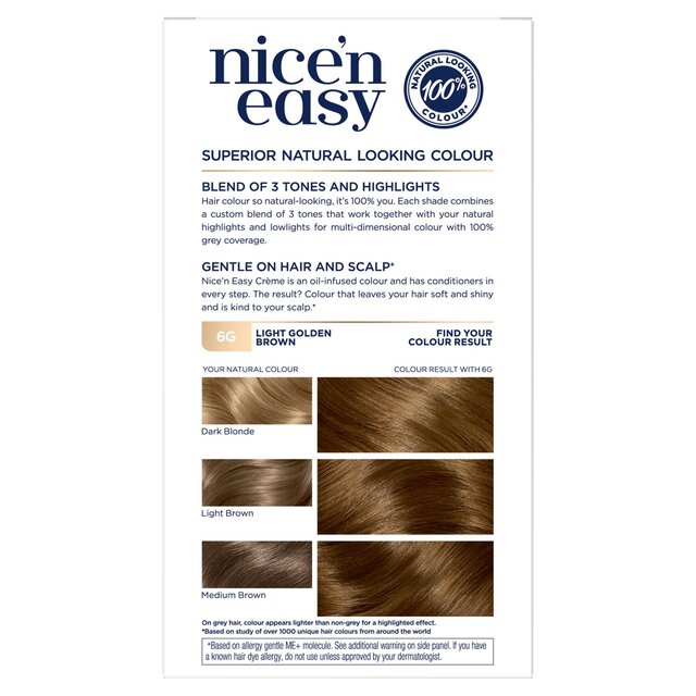 Clairol Nice'n Easy Hair Dye, 6G Light Golden Brown thumbnail 5