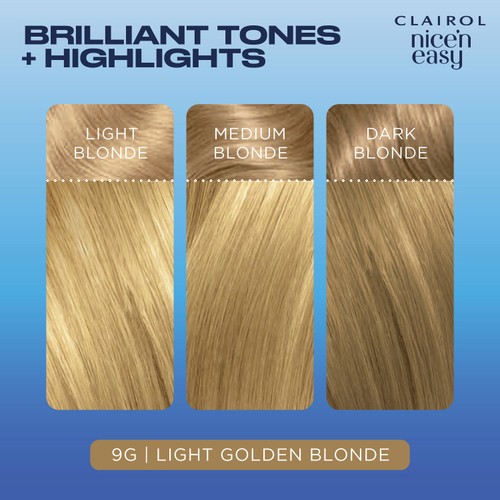 Clairol Nice'n Easy Permanent Hair Dye, 9G Light Golden Blonde thumbnail 4