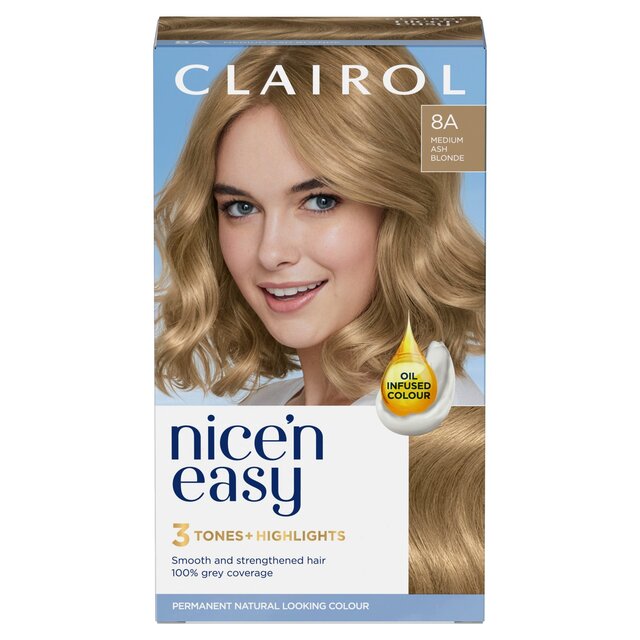Clairol Nice'n Easy Hair Dye, 8A Medium Ash Blonde
