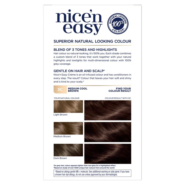 Nice n Easy Hair Dye Medium Cool Brown 5C thumbnail 5