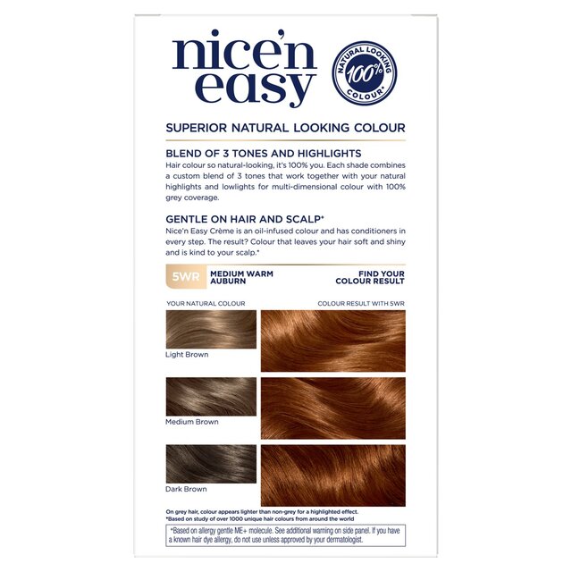 Clairol Nice'n Easy Hair Dye, 5WR Medium Warm Auburn thumbnail 5