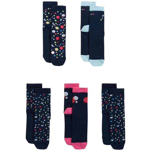 M&S Kids 5 Pack Cosmic Socks, Multi