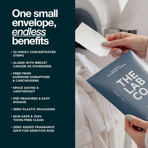 The Lab Co. Laundry Detergent Sheets Non Bio Fragrance Free 32 Loads thumbnail 8