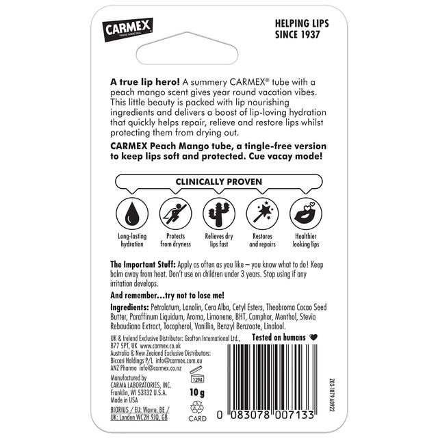 Carmex Lip Balm Peach & Mango Tube thumbnail 2