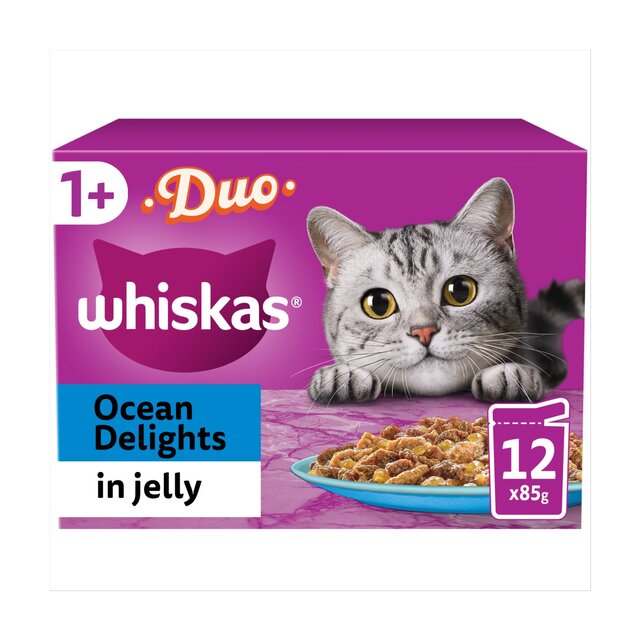 Whiskas 1+ Adult Wet Cat Food Pouches Ocean Delight in Jelly