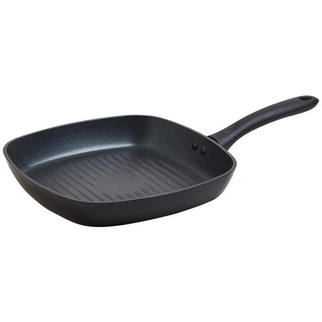 M&S Collection Black Aluminium 26cm Non-Stick Griddle Pan, Black