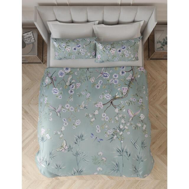 M&S Chinoiserie Floral Bedset, Double, Soft Green thumbnail 3
