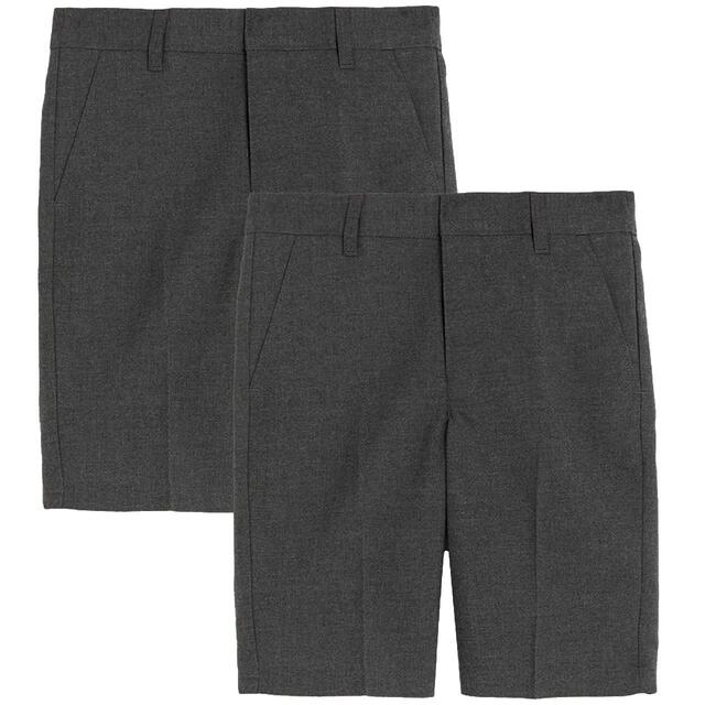 M&S Boys Slim Leg School Shorts, 2 Pack, 13-14 Years, Grey