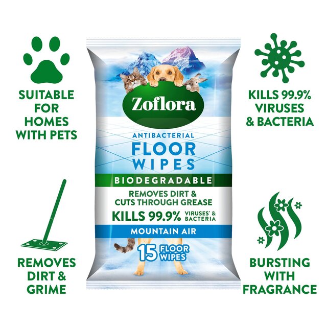 Zoflora Mountain Air Large Floor Wipes, Pet Friendly thumbnail 3