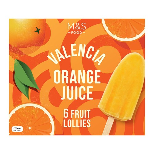 M&S 6 Valencia Orange Juice Ice Lollies