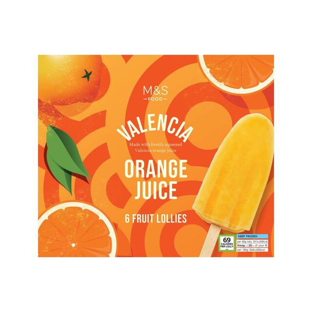 M&S 6 Valencia Orange Juice Ice Lollies